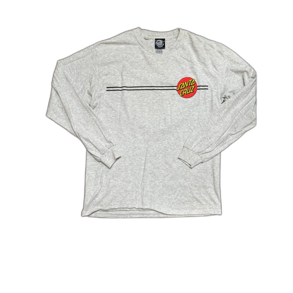 Santa Cruz CLASSIC DOT LONG SLEEVE Skateboard T Shirt SILVER size Medium